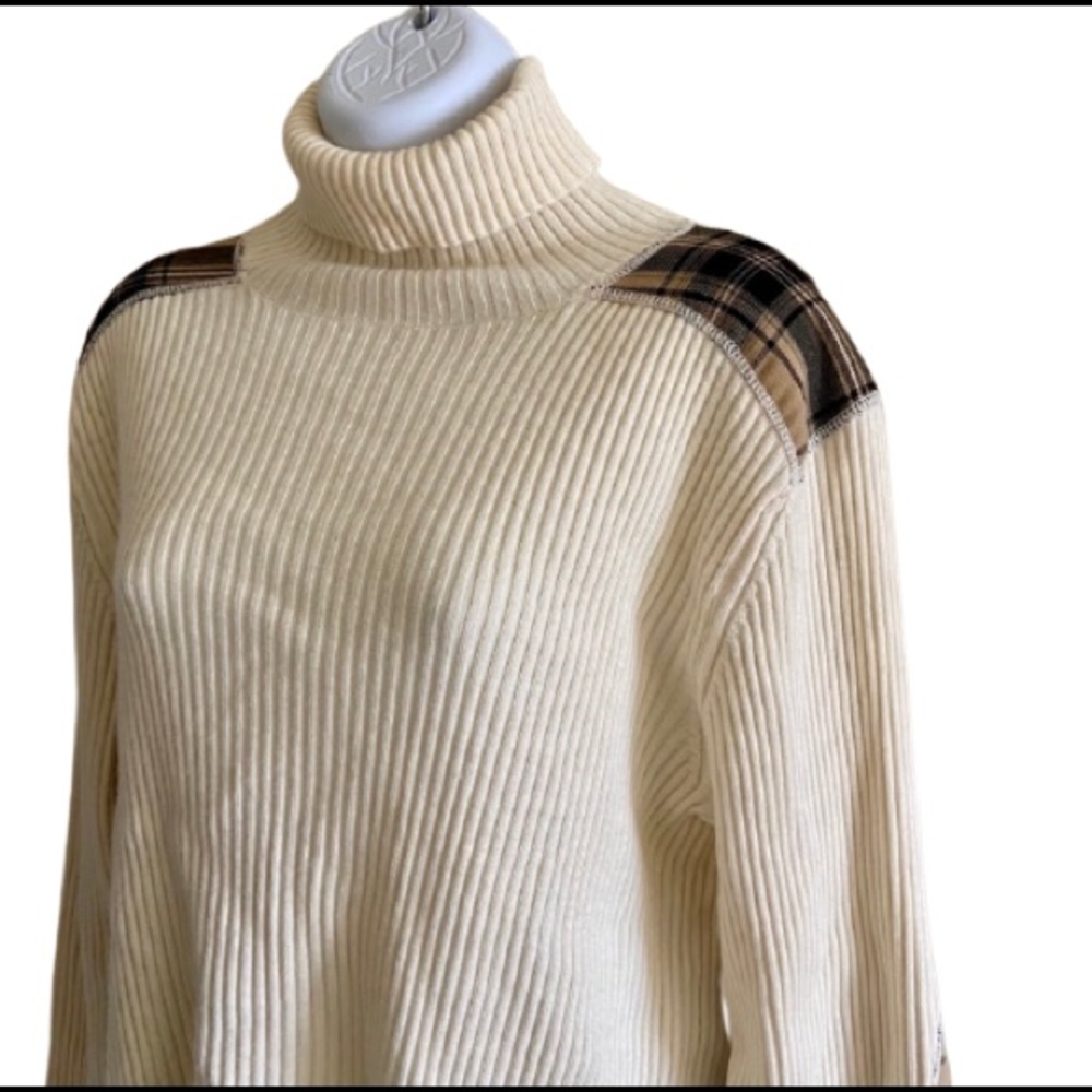 Josephine Chaus Turtle Neck with Plaid Accents